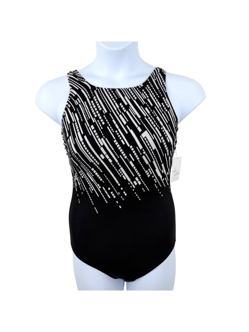NWT LE COVE ONE-PIECE B&W GEOMETRIC SWIMSUIT BUILT IN BRA CUPS - 16W BEACH